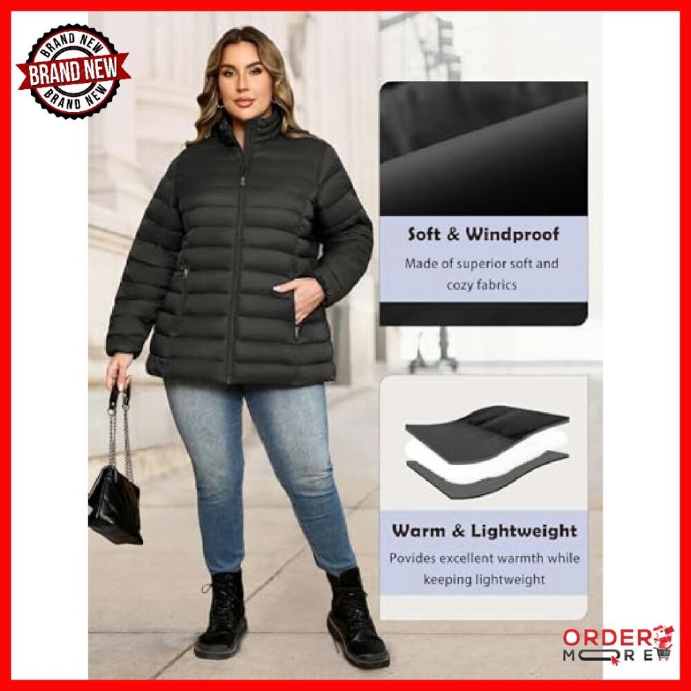 Plus Size Puffer Jacket Packable Lightweight Wint… - image 6